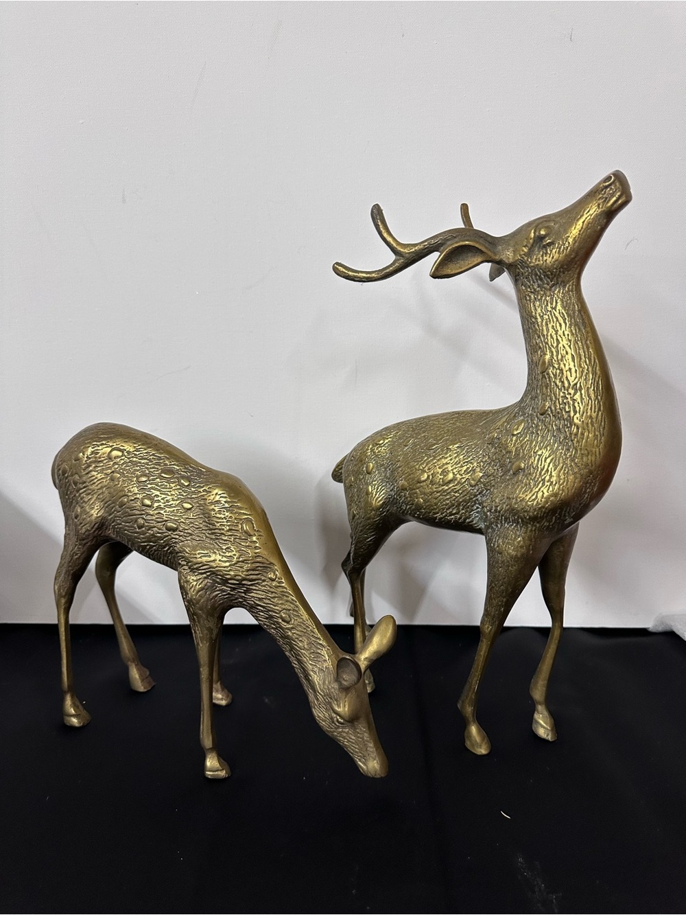 Brass Deer Pair Sculptures -